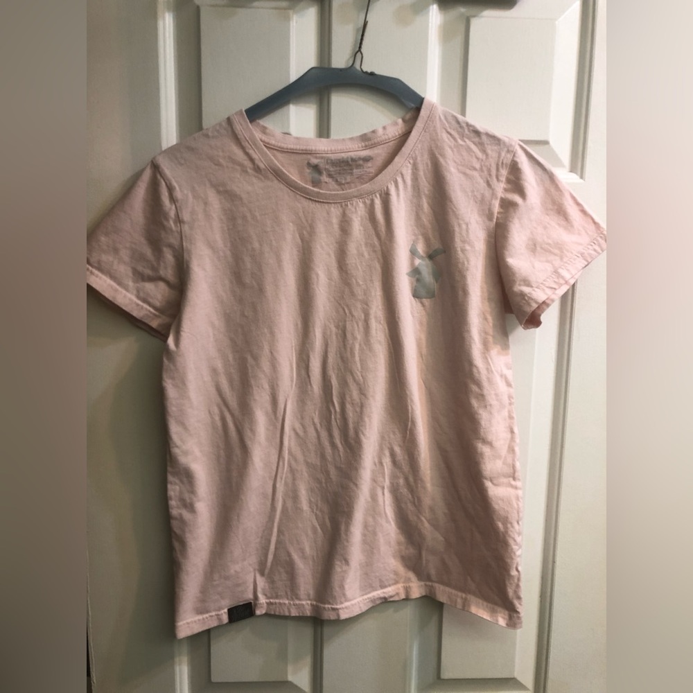 Pink Dutch Bros t shirt with small grey logo size L